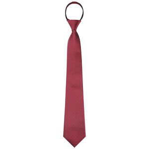 Zipper Tie Pre-Tied Patterned Necktie Adjustable Neck Ties Wine Red -1